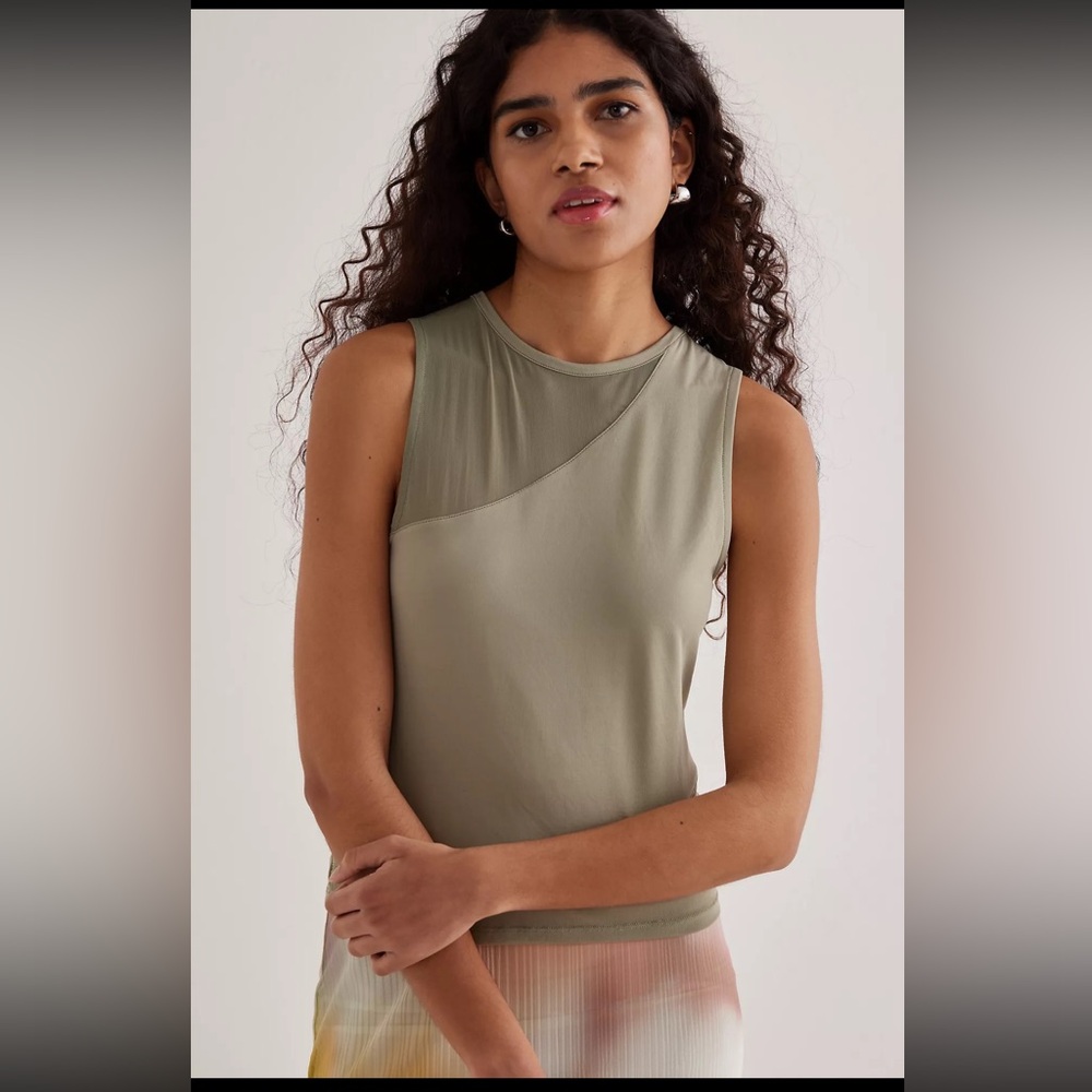 Anthropologie Khaki Sleeveless Top